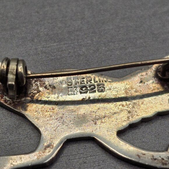 Vintage Southwestern Sterling Silver Roadrunner Brooch Inlay Turquoise Coral - Picture 3 of 8